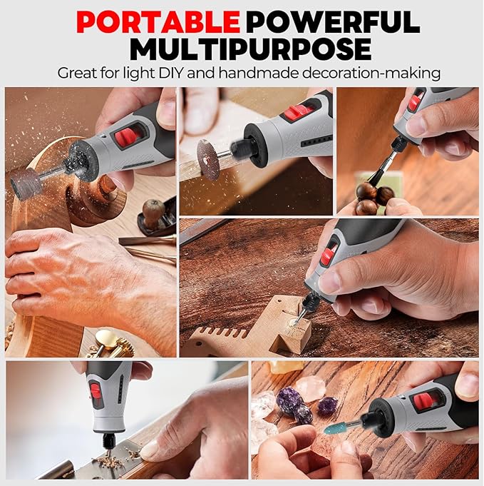 PHALANX Cordless Rotary Tool Kit, 4V 4000mAh Battery, 80 Accessories, 9 Speed Settings, 28000 RPM Max, Type-C Charging (PRT-Black)