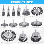 Rocaris 28 Pack Wire Wheel Brush, Carbon Steel & Twist Knot Cup Brush, Wheel Brush, Pen Brush Set with 1/4-Inch Round Shank for Rust Removal, Corrosion and Scrub Surfaces, Grey
