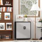 31.5''H Metal Garage Storage Cabinet with Wheels, Small Tool Storage Cabinets with Lock, Lockable Steel Rolling Tool Chest with Doors & Adjustable Shelves for Garage, Home, Office