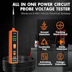 THIKPO Power Circuit Probe Tester Kit, 6V-24V DC Test Light, Automotive Circuit Tester Car Short Finder, Component Activation, Polarity Identify, Overload Protection, Voltage Tester 0.3v-80v