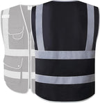 JKSafety 9 Multi-Functional Pockets Zipper Front Safety Vest With Reflective Strips Meet ANSI/ISEA Standards (150-Black, 3X-Large)