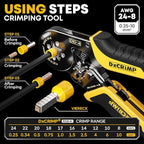 Ferrule Crimping Tool Kit, Ratchet Pliers for 24-8 AWG with 24 Types Insulated, Non-Insulated and Two Wire Ferrules, Ferrule Crimper, Wire Ferrules Kit, Crimping Pliers set with Wire Strippers