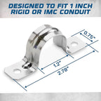 OHLECTRIC Heavy Duty Pipe Strap (25 Pack - 1 Inch) Zinc Plated Conduit Clamps, 2 Hole Steel RIGID Pipe Strap U Bracket, Zinc Coated Tension Tube Clip, Metal Pipe Clamp for RIGID Conduits
