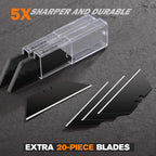 REXBETI 6 Pack Retractable Folding Utility Knife, SK5 Heavy Duty Box Cutter for Cartons, Cardboard and Boxes, Blade Storage Design, Extra 20 Blades Included