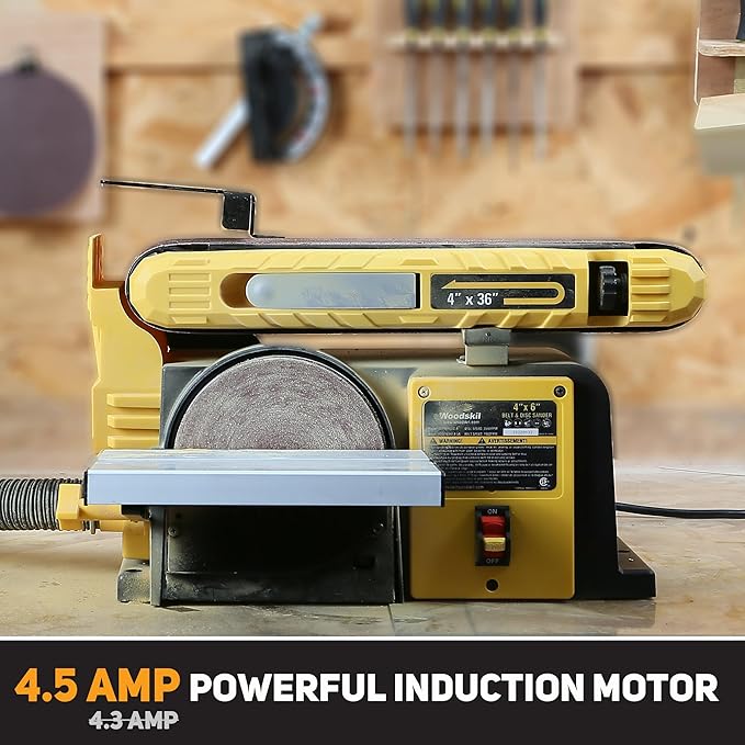 4.5-Amp Belt & Disc Sander Combo, 4x36 in. Belt & 6 in. Disc Sander with 3/4HP Motor, Upgraded Model