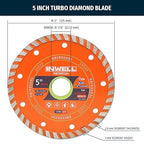 5 Inch Diamond Turbo Saw Blades - Ideal for Cutting Stone, Marble, Granite, Concrete, Bricks (2-Pack)