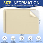 Self-Adhesive Canvas Repair Tape, 8.3" x 11" Waterproof Canvas Repair Patch, Fabric Patch Repairs Kit for Furniture, Tents, Sunbrellas, Boat Covers Awnings, Couches, Clothes, Bags Light Beige