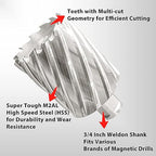 S&F STEAD & FAST Mag Drill Bits 2" Diameter 2" Cutting Depth, 1Pc, Annular Cutter with Pilot Pin for Magnetic Drill Press