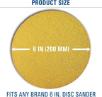 Starcke Premium 6 Inch No Hole Hook and Loop Grip Sanding Discs - Gold Aluminum Oxide - for Wood, Auto Body, Paint, Primer, Metal, and Plastics (25 Pack, 100 Grit)