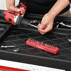 CASOMAN 2PCS 1/4" Hex Bit Organizer with Magnetic Base - Red, 86 Hole Bit Organizer with Strong Magnetic Base, Magnetic Bit Organizer for Your Specialty