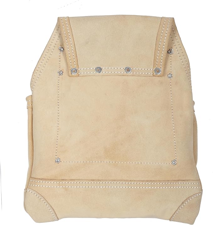 VEEKAY 10 Pockets Men Suede Leather Tool Pouch Beige and Brown Color Bags Fastener Carpenter's Nail & Tool Bag Heavy Duty Steel Hammer Loop, Belt Loop for Electrician Technician Installers