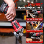 Angle Grinder Cordless 21V: Battery Grinder with 2x 4000mAh, Brushless Motor, Adjustable 3-speed with LED for Cutting Grinding