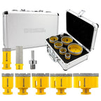 HIGHDRIL Diamond Drill Bits Kit with 5/8-11 for Porcelain Tile Ceramic Marble Brick Concrete Vacuum Brazed Hole Saw(25/35/45/50/65/75mm+20mm Finger Bits)