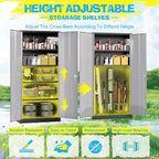 Pataku Metal Storage Cabinet, 71" Garage Cabinet with Doors and Shelves Lockable Steel Multifunctional Cabinets, File Cabinets for Home, Office, Warehouse(Black Grey)