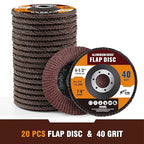 20 Pack Aluminum Oxide Flap Discs 4 1/2 for Angle Grinder 40 Grit 7/8” Arbor Flapper Wheel for Wood and Metal Sanding, T29