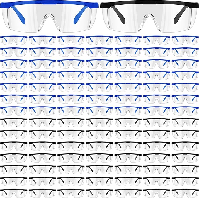 100 Pairs Safety Goggles Bulk Protective Glasses for Shooting Lab Safety Goggles Over Glasses for Kids Adult
