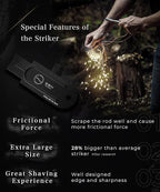 Hexa Fire Starter - Hexagon Ferro Rod with 6 Wide Striking Surfaces - 1/2" Thick Fire Steel - 20,000+ Strikes - Survival Igniter with Leather Neck Lanyard & Big Striker