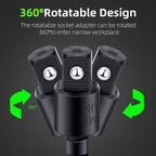 Right Angle Drill Adaptor,4-in-1 Impact Drill Bit Extension,360° Rotatable 1/4 3/8 1/2" Impact Grade Socket Adapter Set,105 Degree Angle Screwdriver Drill Bit for Household Workplace Industry