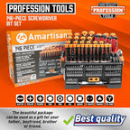 Amartisan 146-piece Magnetic Screwdrivers Set Plastic Racking, DIY Tools Set Tools for Men Gift, Includs Precision screwdriver, Magnetizer, Key Set, Nut Driver and Bit Set