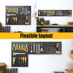 Peg Board, 4 Pack Metal Pegboard Panels Black Pegboards Wall Organizer with Bent Frame Heavy Duty Peg Board for Walls Home, Garage Tool Storage, Office Organization, Craft Room, Kitchen