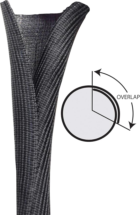 Design Engineering 010651P10 Black (8mm) 5/16" x 10' Split Sleeve Wire and Hose Protection