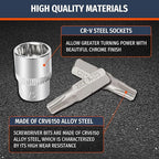PRIDE&CRAFT 77PC 1/4" Magnetic Ratchet Wrench Set, Screwdriver Bits Set, Mini Sockets Set, For Tiny Spaces