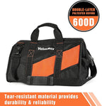 ValueMax 16-Inch Wide Mouth Tool Bag, Tool Organizer Tote Bag with Shoulder Strap, Heavy-duty Tool Storage Bag with 13 Pockets for HVAC, Plumber, Mechanic