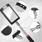 Tatuo 4 Pieces LED Mirror Inspection Telescoping Round Square Mirror Inspection Tool for Check The Condition of Vehicle, Observe The Eyelashes, Mouth and Other Small Parts