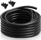 30FT 3/4 inch Split Wire Loom Tubing Kit with 2 Clamps - Flexible Abrasion Resistant Conduit for Automotive, Mechanical Cable Protection