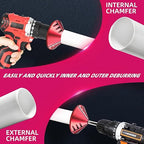 2 in 1 PVC Deburring Tool, Inner Outer Pipe Reamer with 3 Blades, Pipe and Tubing Chamfer Tool for OD 0.75" to 3.5" ID 0.92" to 3.89", Burr Remover for CPVC ABS PP PE Pipes