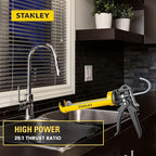 Stanley Professional Caulking Gun - 10 Oz Silicone Sealant Gun with 4000N Pushing Power, Caulk Gun No Drip Function, Steel Carriage & Aluminum Swivel Handle Sealant Gun | 25:1 Thrust Ratio, 1 Pack