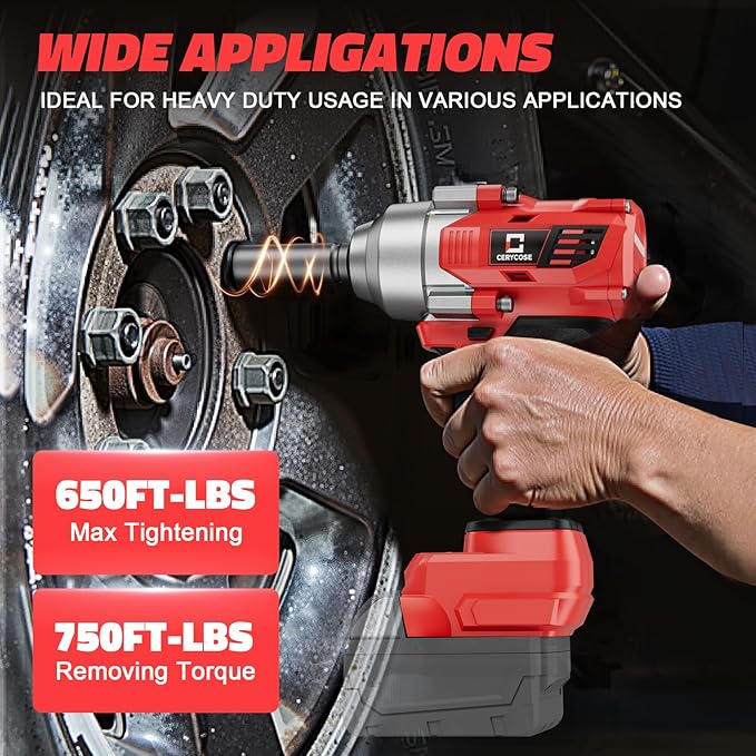 Cordless impact Wrench 1/2 inch for Milwaukee 18v Battery, 750FT-LBS (1000N.m) Brushless Electric Impact Gun Includes LED Work Light with 6 Sockets, High Torque Impact Driver, Bare Tool Only