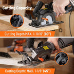 Circular Saw, 5.8A 4-1/2" Circular Saw w/Laser, Metal Auxiliary Handle, 6 Blades (4½", 4¾"), Cutting Depth 1-11/16" (90°), 1-3/8" (45°), Ideal for Wood, Soft Metal, Plastic, Tile - MCS01A