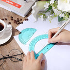 EBOOT 2 Pcs Plastic Protractor Clear 180 Degrees Transparent Protractor for Geometry, 4 Inch and 6 Inch(Blue)