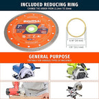 7 Inch Diamond Saw Blade, Mesh Turbo Cutting Wheel for Tile, Porcelain, Ceramic, Granite, Marble - 10mm Segment, Super Thin 1.6mm, 7/8" Arbor with Flange - Dry or Wet Cutting