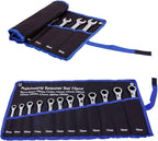 Ratchet Spanner Set Combination Wrench 12 Piece Metric Sizes from 8mm to 19mm with Roll Bag, Perfect for Home, Bike, Car Repairs