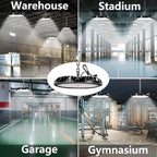 loyal 6 Packs 100W UFO LED High Bay Light, 10000LM LED High Bay Shop Light, 6000K Daylight LED Bay Light with 1.2M Cable US Plug, Commercial High Bay Lighting for Warehouse Workshop Garage Factory
