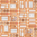 A-LUGEI【𝟰𝟲𝗣𝗖𝗦 & 5 Size】Tool Box Organizer Tray Divider Set,【Orange】Desk Drawer Organizer, Garage Organization and Storage Toolbox Accessories Rolling Tool Chest Cart Cabinet WorkBench Small Part