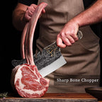 ROCOCO Cleaver Knife Meat Cutting Heavy Duty Bone Butcher Chopper Large Hand Forged Chinese Dragon Viking Cutter for Kitchen Outdoor with Sheath Birthday Father Mother Christmas Gift Men 8.6"