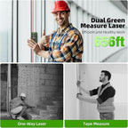 656ft/200M Dual Laser Distance Measuring Tool, Huepar Professional Rechargeable Digital Laser Room Measure Devices, Bilateral Metro Laser Measurement Tool with with Angle Sensor, Magnetic Back