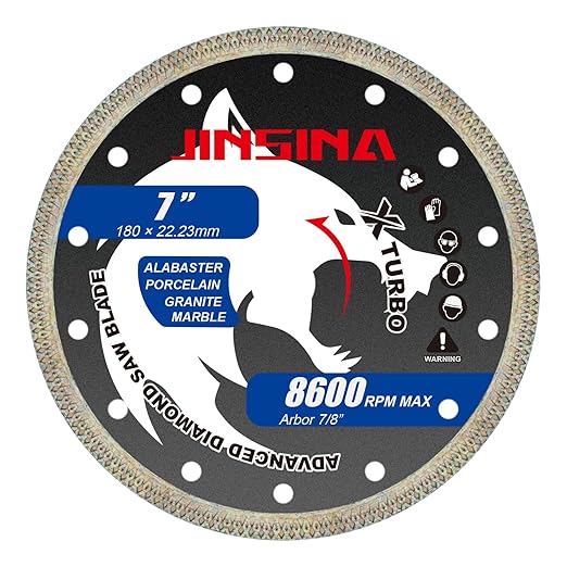 7" Diamond Saw Blades for Angle Grinder, X-Turbo Tile Cutting Blade for Dry & Wet Cutting, Fast Smooth Cutting for Alabaster Concrete Granite Marble 1PC