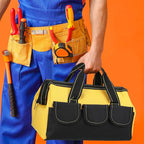 4 Pieces Tool Bag with Waterproof Strong Molded Base Multi Pockets Wide Mouth Tool Tote Multifunctional Tool Bag Large Capacity Organizer Heavy Duty Tool Storage Bag (Multicolor,16 Inch)
