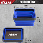 AMM Magnetic Tray, 4PC Foldable Magnetic Tool Tray Set for Bolts Screws Nuts & Small Metal Parts, Mechanic Tool Present for Men, 4.5 Inch Square (4PC, Blue)