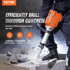 VEVOR Electric Concrete Saw, 14 in Circular Saw Cutter with 5 in Cutting Depth, Wet/Dry Disk & Demolition Jack Hammer, 2200W Electric Jackhammer Heavy Duty, 1350 BPM Concrete Breaker 4pcs