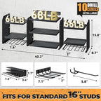 Upgrade Large Power Tool Organizer Wall Mount with Charging Station Tool Storage Rack with 6.5FT Power Strip 10 Drill Holder and Storage Rack for Garage Organization