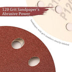 100 PCS 120 Grit 5 Inch Sanding Discs, Hook and Loop Sandpaper for Random Orbital Sander