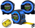 Greendale - 3 Pack - Tape Measures 25 ft - Easy to Read Fractions to 1/8th inch - Magnetic Tip - Thumb and Quick Lock - Autowind - Belt Clip - Blue - Measuring Tape Retractable