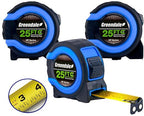 Greendale - 3 Pack - Tape Measures 25 ft - Easy to Read Fractions to 1/8th inch - Magnetic Tip - Thumb and Quick Lock - Autowind - Belt Clip - Blue - Measuring Tape Retractable
