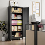 73''H Metal Garage Storage Cabinet with Pegboard, Rolling Tool Cabinets on Wheels,Steel Locker for Garage Office School Home Warehouse Utility Room, Assembly Require,Black