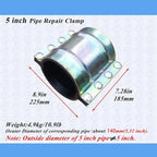 Water Pipe Repair Clamp for 5 inch Pipe(OD of The Applied Pipe about 5.51 inch),Leak Sealer for Pipes and Plumbing,Length 7.3 inch,Suitable for Steel/Iron/Stainless Steel/PE/PPR Pipes